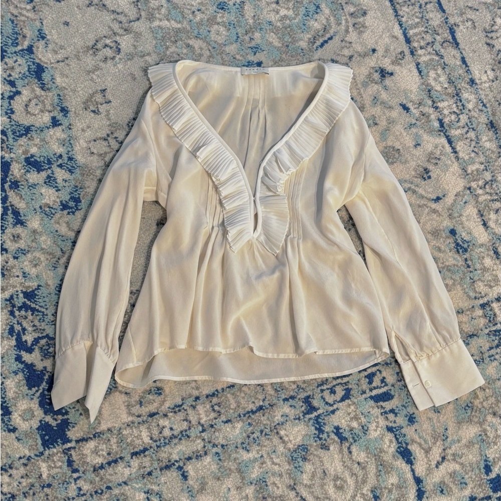 Sandro Silk Ruffled Blouse Top